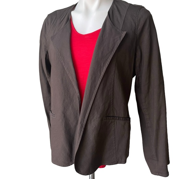 Eileen Fischer Open Front Linen Blend Brown Jacket - Picture 6 of 14
